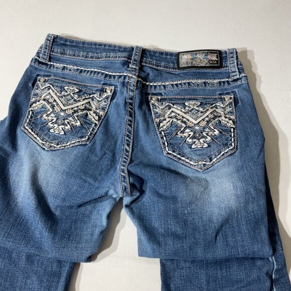 Grace In L.A. Womens Embellished Bootcut Jeans Size 28 Blue Denim With Decorativ - Picture 3 of 11